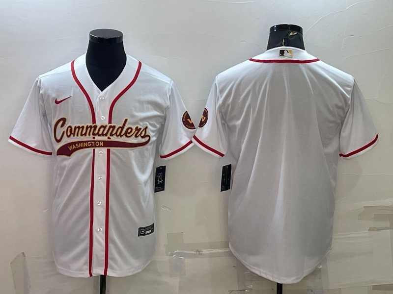 Mens Washington Commanders Blank White With Patch Cool Base Stitched Baseball Jersey->washington commanders->NFL Jersey